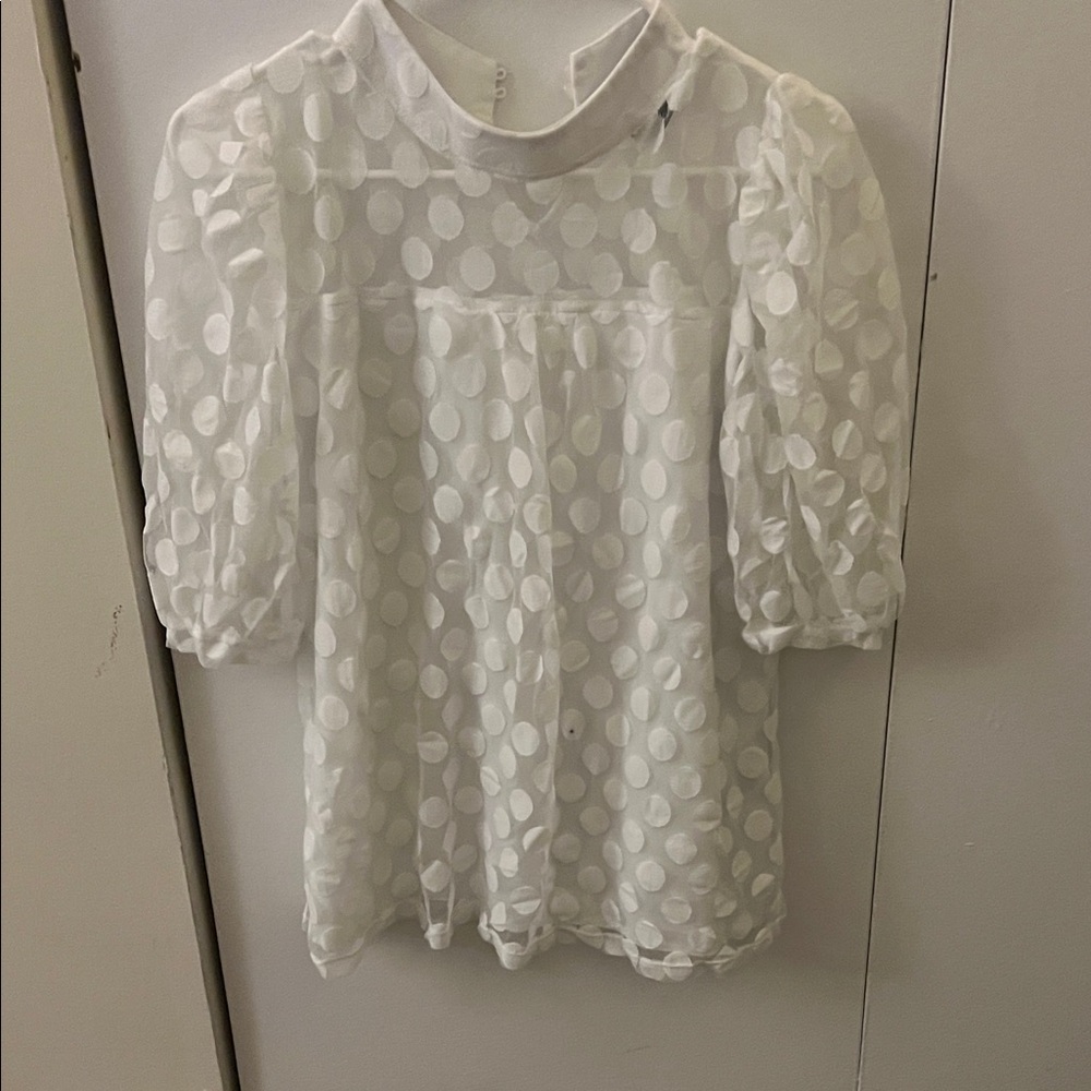 Chic White Polka Dot Blouse
